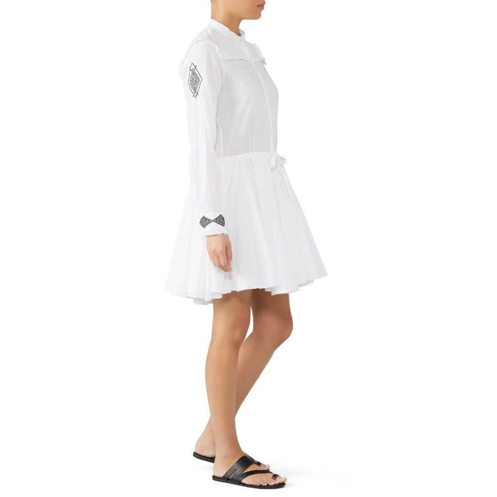 Zadig & Voltaire White Ranil Embroidered Cotton Mini Dress Size S - Picture 3 of 8